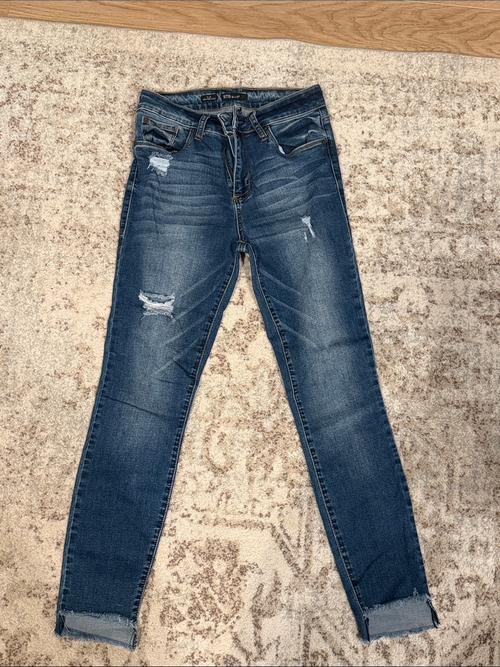 STS Blue Distressed Mid-Dark Blue Skinny Jeans